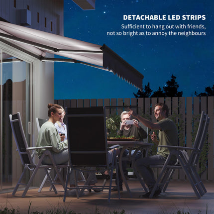 2.5 Metre Electric Retractable Awning with LED Light & Remote Control - Dark Grey