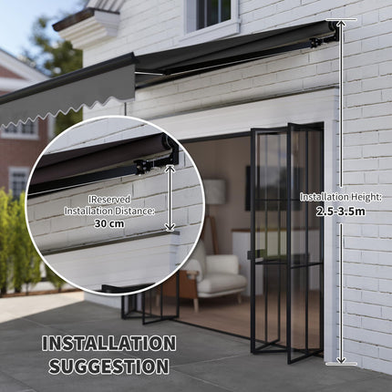 2.5 Metre Electric Retractable Awning with LED Light & Remote Control - Dark Grey