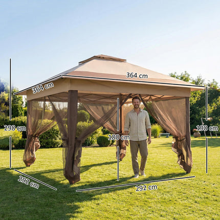 3.6 x 3.6 m Pop up Gazebo with Netting, Height Adjustable Party Tent Instant Can