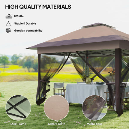 3.6 x 3.6 m Pop up Gazebo with Netting, Height Adjustable Party Tent Instant Can