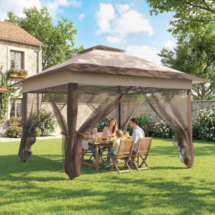3.6 x 3.6 m Pop up Gazebo with Netting, Height Adjustable Party Tent Instant Can