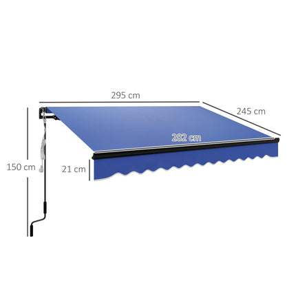 3 Metre Electric Retractable Awning with LED Light - Blue