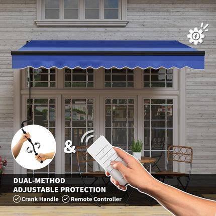3 Metre Electric Retractable Awning with LED Light - Blue