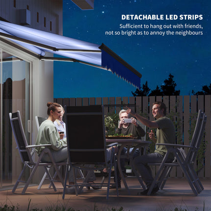 3 Metre Electric Retractable Awning with LED Light - Blue