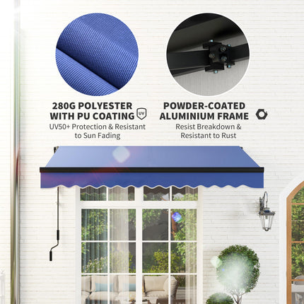 3 Metre Electric Retractable Awning with LED Light - Blue