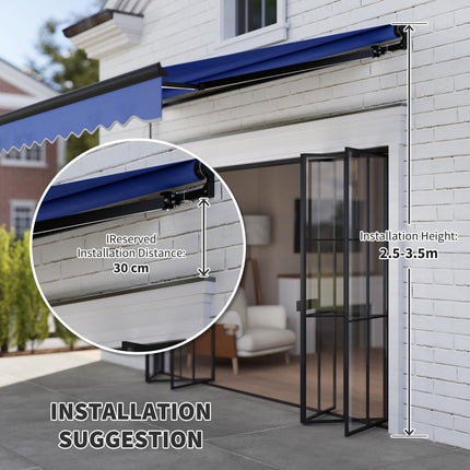 3 Metre Electric Retractable Awning with LED Light - Blue