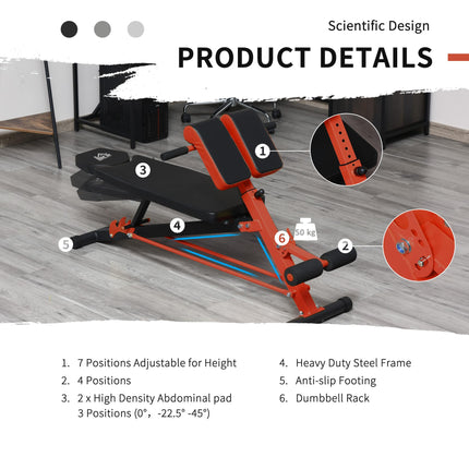 Multifunction Adjustable Weight Bench with 2 Dumbbells and Hyper Extension Sit-up - Black and Red