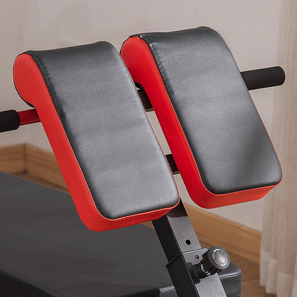 Multifunction Adjustable Weight Bench with 2 Dumbbells and Hyper Extension Sit-up - Black and Red