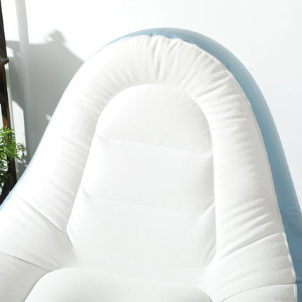 Inflatable Tub Chair with Footstool and Cup Holder - Blue/White