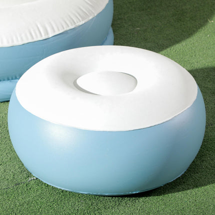 Inflatable Tub Chair with Footstool and Cup Holder - Blue/White