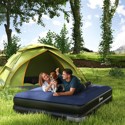 King-Size Air Bed with Built-in Electric Pump for Easy Inflation - Blue