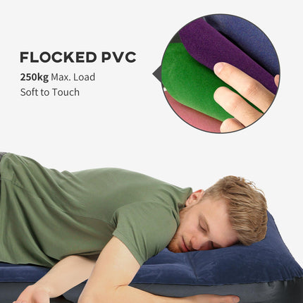 King-Size Air Bed with Built-in Electric Pump for Easy Inflation - Blue