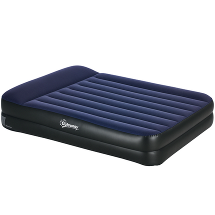 King-Size Air Bed with Built-in Electric Pump for Easy Inflation - Blue