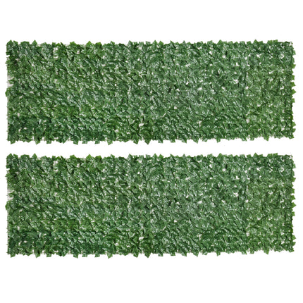 2-Piece Artificial Leaf Hedge Privacy Fence Panel 3M x 1.5M - Dark Green