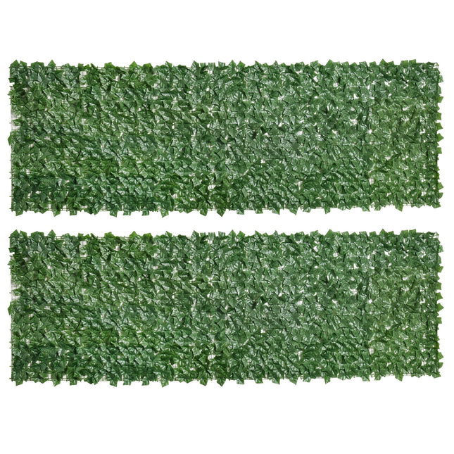 2-Piece Artificial Leaf Hedge Privacy Fence Panel 3M x 1.5M - Dark Green