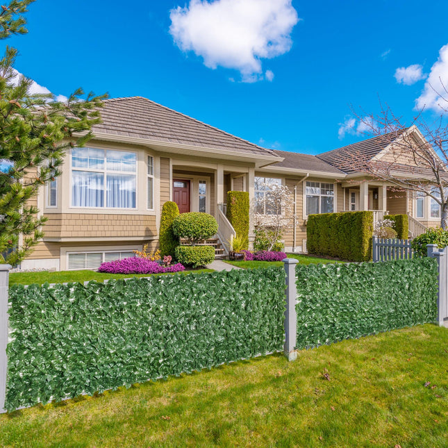 2-Piece Artificial Leaf Hedge Privacy Fence Panel 3M x 1.5M - Dark Green