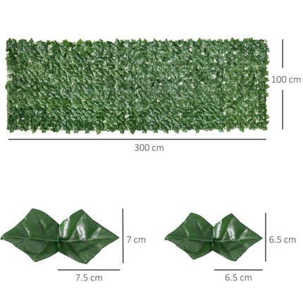 2-Piece Artificial Leaf Hedge Privacy Fence Panel 3M x 1.5M - Dark Green