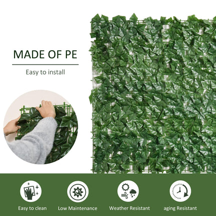 2-Piece Artificial Leaf Hedge Privacy Fence Panel 3M x 1.5M - Dark Green