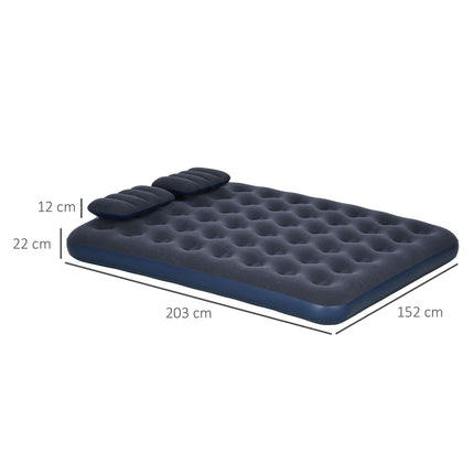 King Size Inflatable Air Bed with Built-In Pump for Comfort - Blue