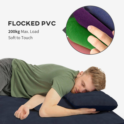 King Size Inflatable Air Bed with Built-In Pump for Comfort - Blue