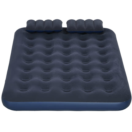 King Size Inflatable Air Bed with Built-In Pump for Comfort - Blue
