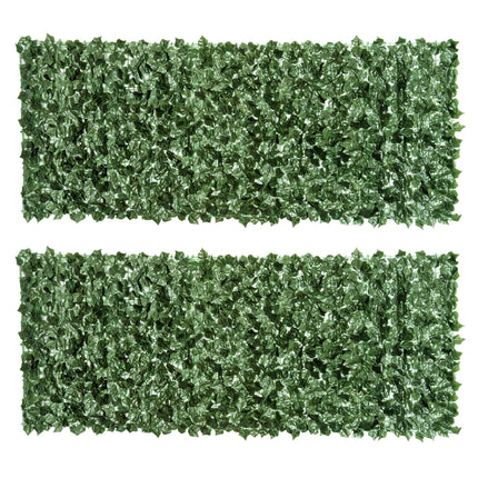 2-Piece Artificial Leaf Hedge Privacy Fence Panel 2.4m x 1m - Dark Green