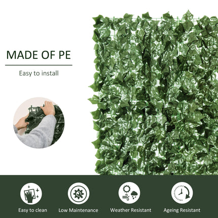 2-Piece Artificial Leaf Hedge Privacy Fence Panel 2.4m x 1m - Dark Green