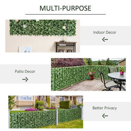 2-Piece Artificial Leaf Hedge Privacy Fence Panel 2.4m x 1m - Dark Green