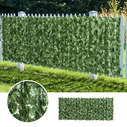 2-Piece Artificial Leaf Hedge Privacy Fence Panel 2.4m x 1m - Dark Green
