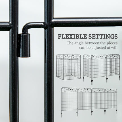 Decorative Metal Garden Fence Panels 8PC 43in x 23ft Rustproof Landscape Border - Black