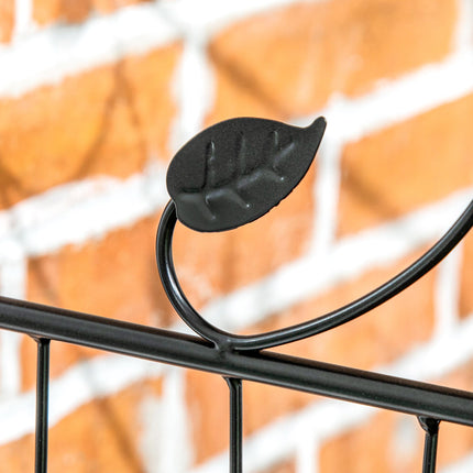 Decorative Metal Garden Fence Panels 8PC 43in x 23ft Rustproof Landscape Border - Black