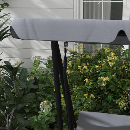 Three-Person garden Swing Chair, with Adjustable Canopy - Dark Grey