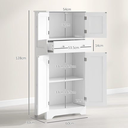 Multi-Storage Freestanding Kitchen Cabinet with Cupboards and Drawer - White