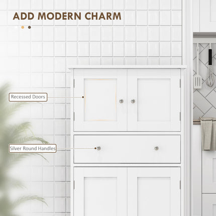 Multi-Storage Freestanding Kitchen Cabinet with Cupboards and Drawer - White