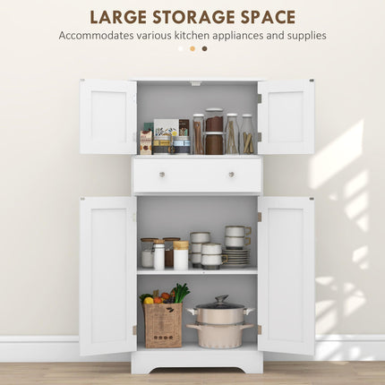 Multi-Storage Freestanding Kitchen Cabinet with Cupboards and Drawer - White