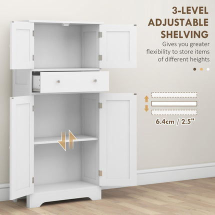 Multi-Storage Freestanding Kitchen Cabinet with Cupboards and Drawer - White