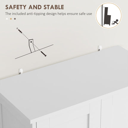 Multi-Storage Freestanding Kitchen Cabinet with Cupboards and Drawer - White