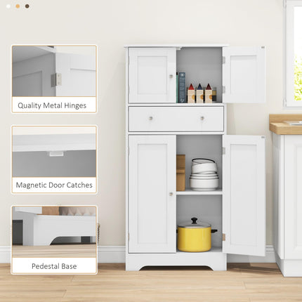 Multi-Storage Freestanding Kitchen Cabinet with Cupboards and Drawer - White