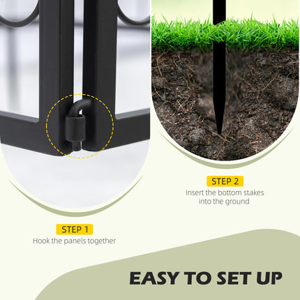 Decorative Garden Fencing, 8PCs Outdoor Picket Fence Panels, Rustproof Metal Wire Landscape Flower Bed Border Edging Animal Barrier, Black