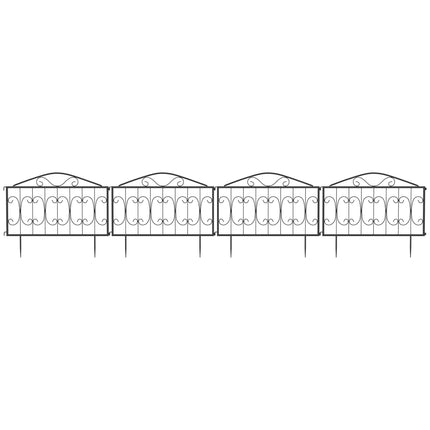 Decorative Garden Fencing, 8PCs Outdoor Picket Fence Panels, Rustproof Metal Wire Landscape Flower Bed Border Edging Animal Barrier, Black