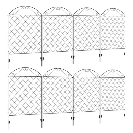 Decorative Garden Fence Panels 43in x 23ft 8PC Rustproof Metal Wire Border Edging Animal Barrier - Black