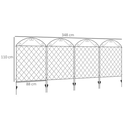 Decorative Garden Fence Panels 43in x 23ft 8PC Rustproof Metal Wire Border Edging Animal Barrier - Black