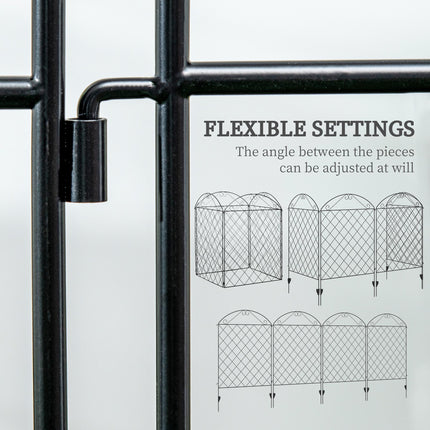Decorative Garden Fence Panels 43in x 23ft 8PC Rustproof Metal Wire Border Edging Animal Barrier - Black