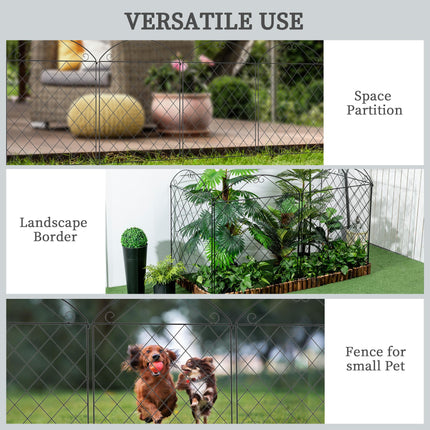 Decorative Garden Fence Panels 43in x 23ft 8PC Rustproof Metal Wire Border Edging Animal Barrier - Black