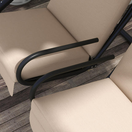 Canopy Swing Chair Two-Seater Garden Outdoor Relax Seat with Cushions and Removable Shade Canopy - Beige
