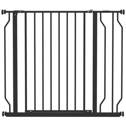 Wide Adjustable Dog Safety Gate with Door for Doorways, Hallways & Staircases - Black