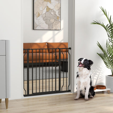 Wide Adjustable Dog Safety Gate with Door for Doorways, Hallways & Staircases - Black