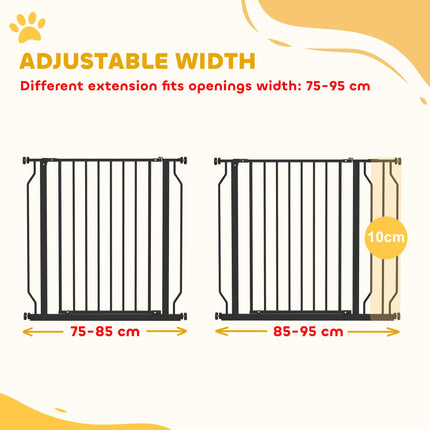 Wide Adjustable Dog Safety Gate with Door for Doorways, Hallways & Staircases - Black
