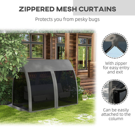 3 Seater 2-in-1 Garden Swing Chair & Bed with Mosquito Net, Water-Resistant Roof - Grey