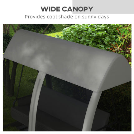 3 Seater 2-in-1 Garden Swing Chair & Bed with Mosquito Net, Water-Resistant Roof - Grey